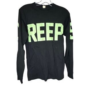 Black Long Sleeve CREEPS XS T Shirt Neon Green Graphic Print